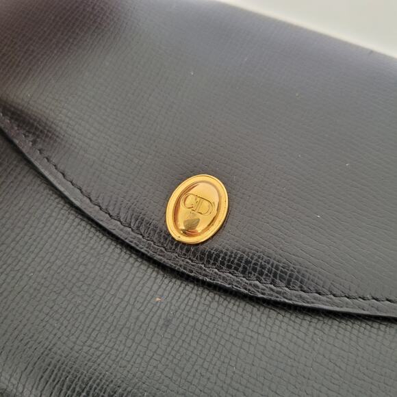 Christian Dior Vintage Leather Envelope Wallet Black Card Money Medium Designer - Picture 9 of 9